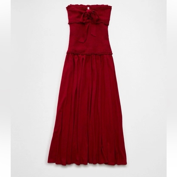 AE Sunchaser Knit Smocked Drop Waist Midi Dress size Large NWT - Picture 2 of 2